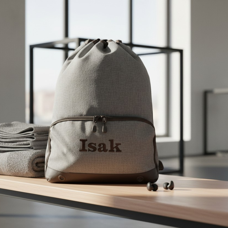 Gymbag med brodert navn