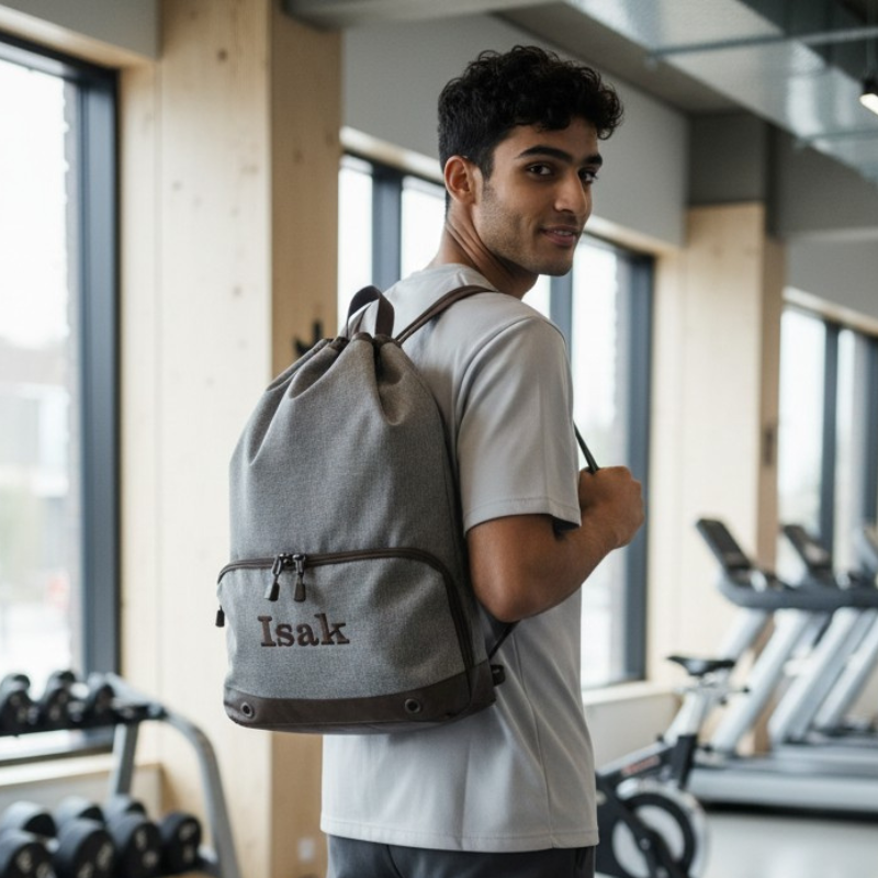Gymbag med brodert navn